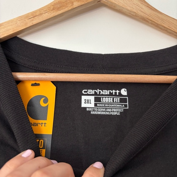 Carhartt Loose Fit Heavyweight Long-Sleeve Classic Pocket Tshirt Black Work - Picture 5 of 8